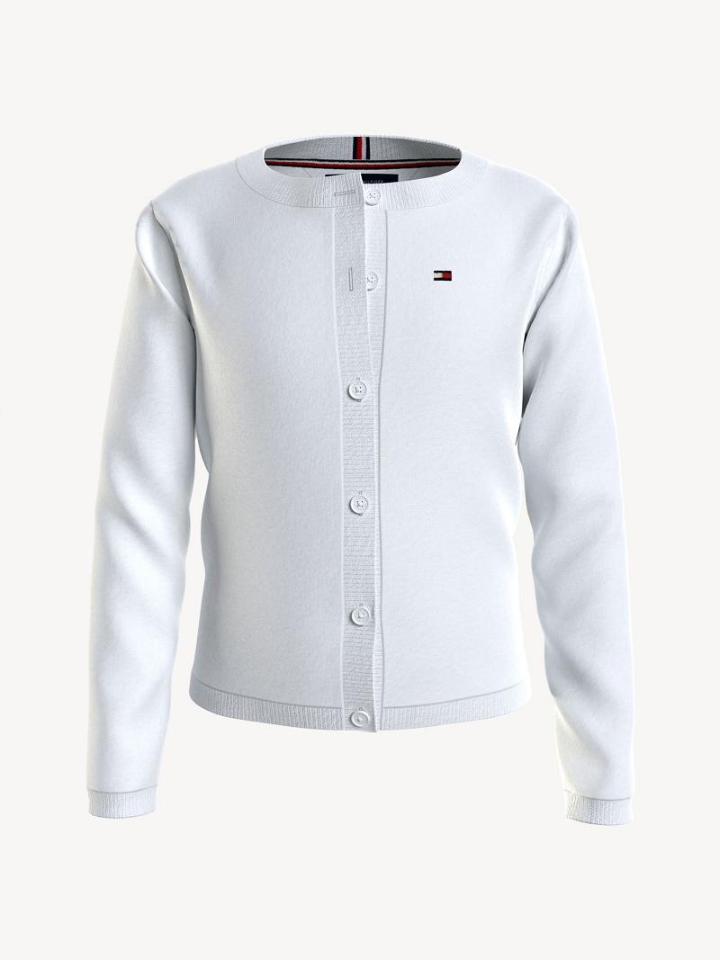 White Tommy Hilfiger Big Cardigan Sweatshirts | NZ_G1188