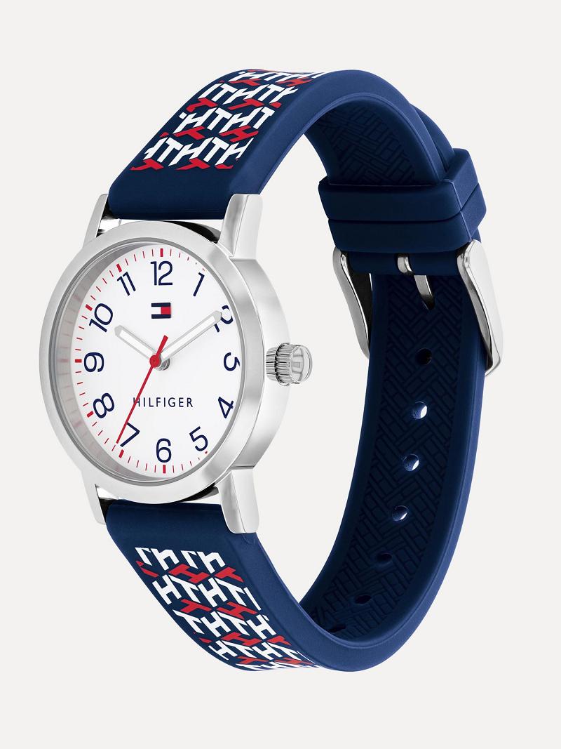 White Tommy Hilfiger Big Monogram With Silicone Strap Watches | NZ_G1369