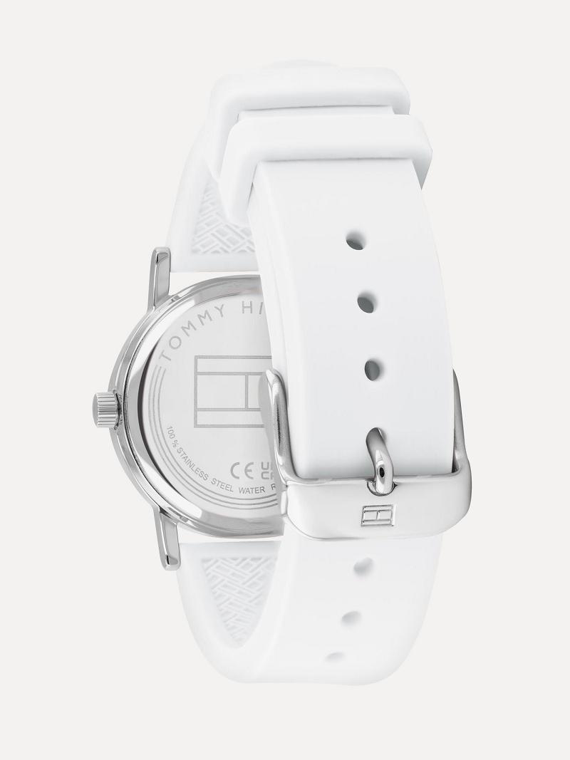 White Tommy Hilfiger Big Stripe With Silicone Strap Watches | NZ_G1370