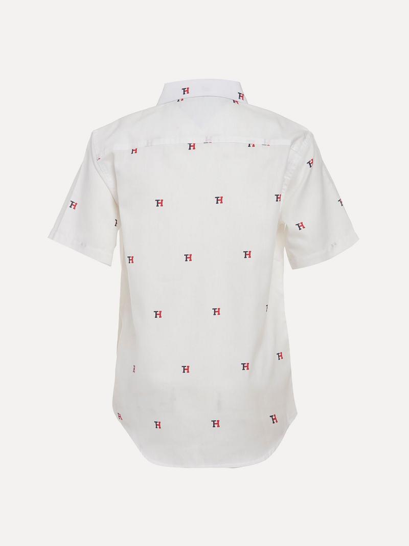 White Tommy Hilfiger Big TH Short-Sleeve Shirts | NZ_B2076