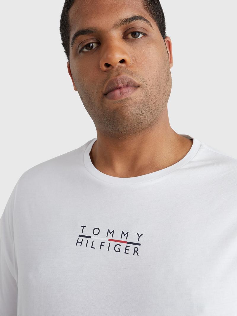 White Tommy Hilfiger Big and tall logo T Shirts | NZ_M31004