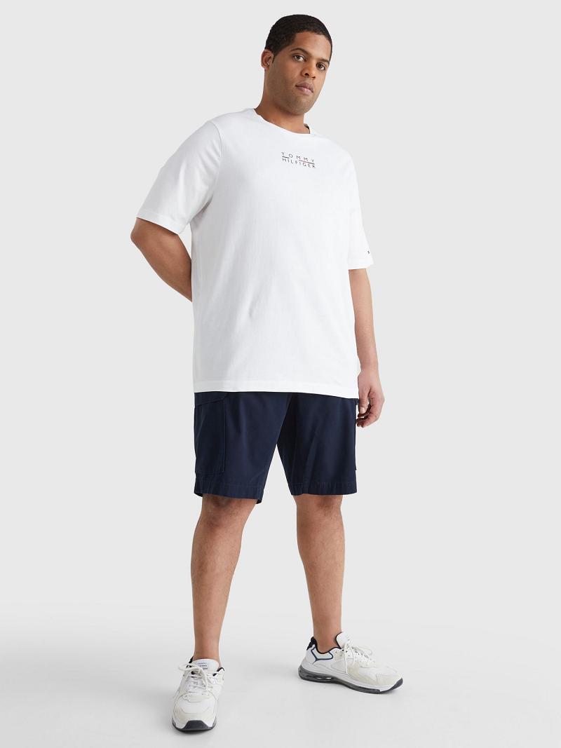 White Tommy Hilfiger Big and tall logo T Shirts | NZ_M31004