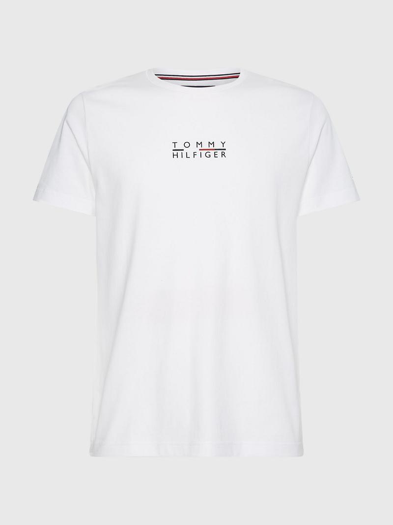 White Tommy Hilfiger Big and tall logo T Shirts | NZ_M31004