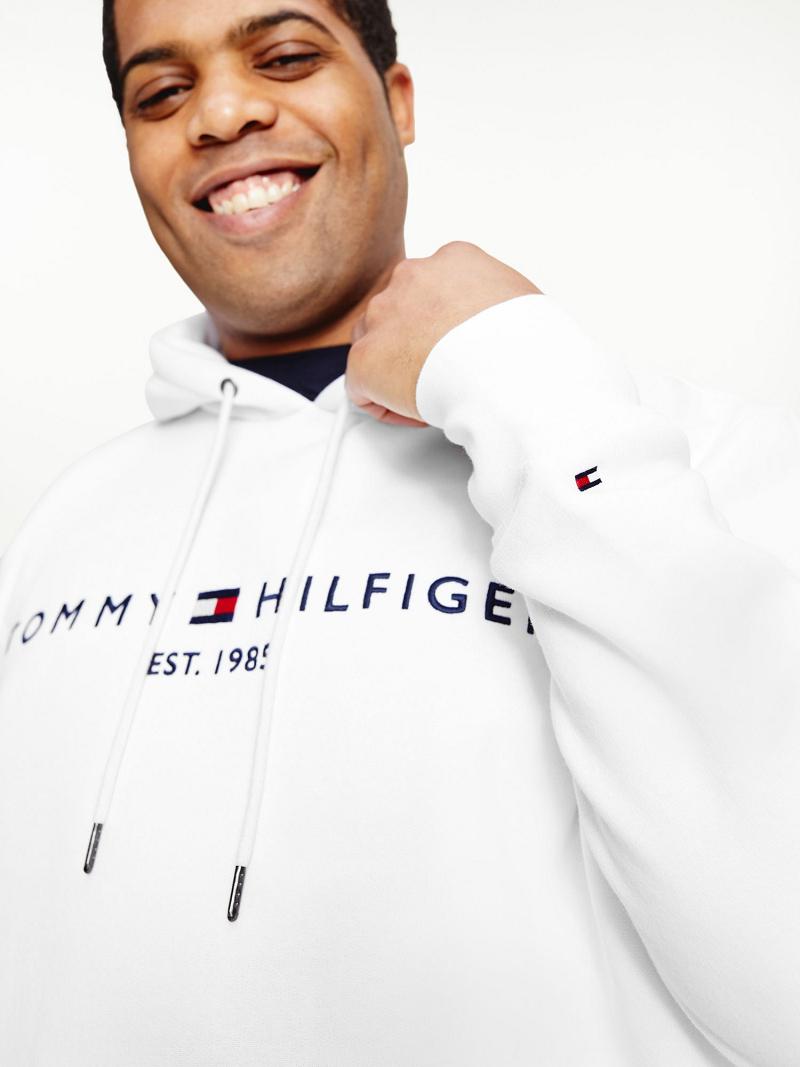 White Tommy Hilfiger Big and tall organic cotton logo Hoodies | NZ_M31433