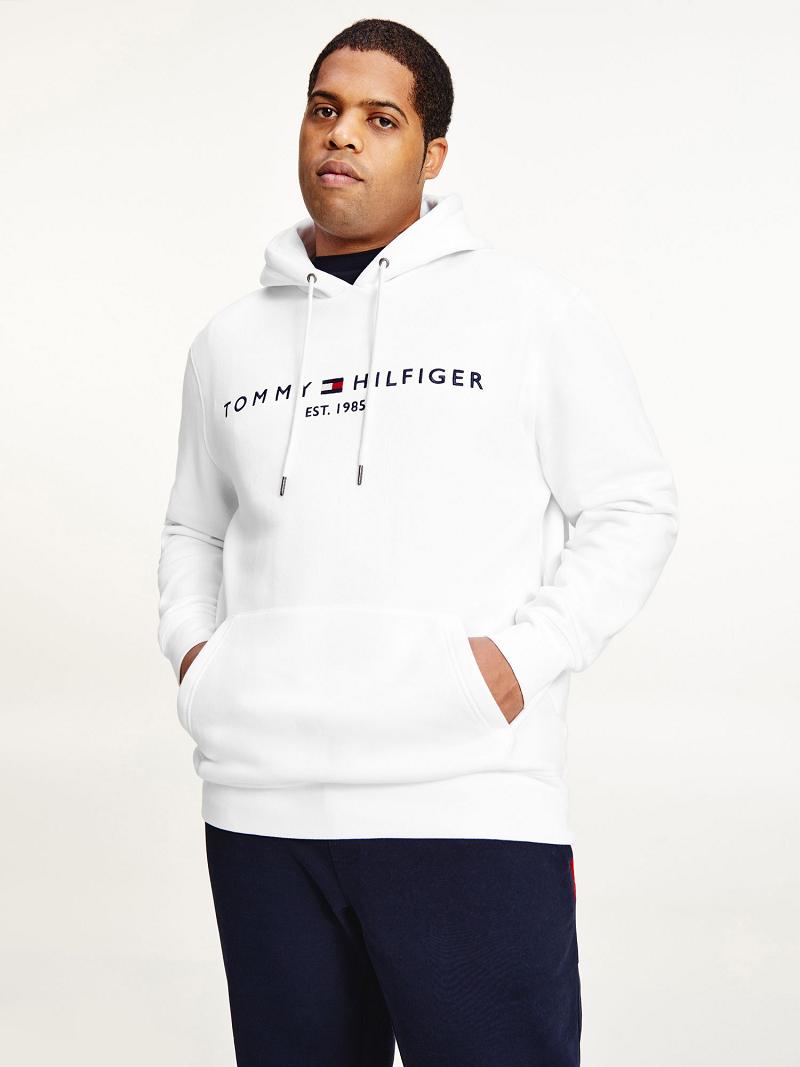 White Tommy Hilfiger Big and tall organic cotton logo Hoodies | NZ_M31433