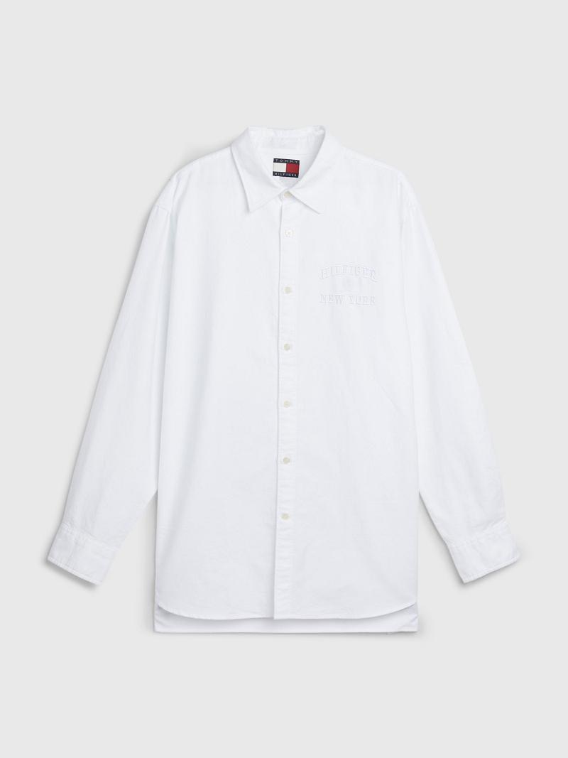 White Tommy Hilfiger Classic oversized Shirts | NZ_M31241