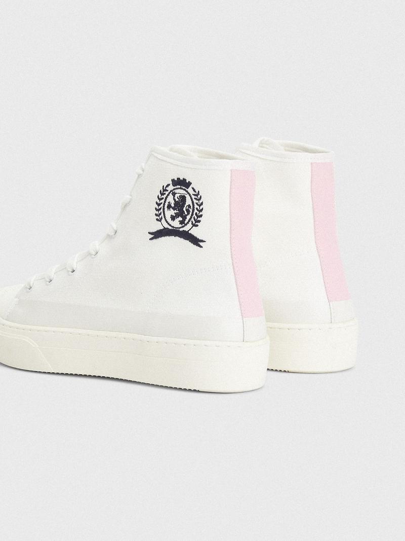 White Tommy Hilfiger Crest High-Top Boots | NZ_W21585