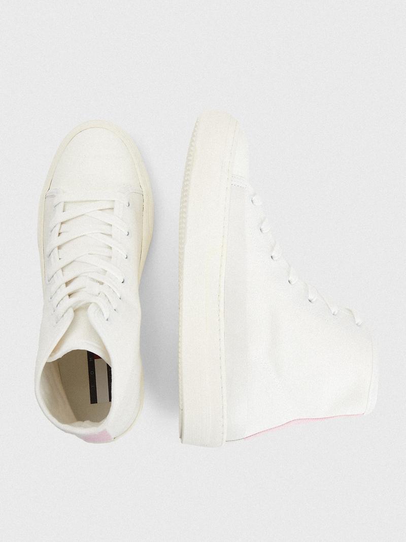 White Tommy Hilfiger Crest High-Top Boots | NZ_W21585