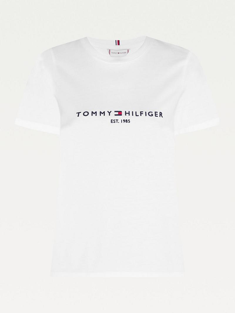 White Tommy Hilfiger Curve Hilfiger Crewneck T Shirts | NZ_W21440