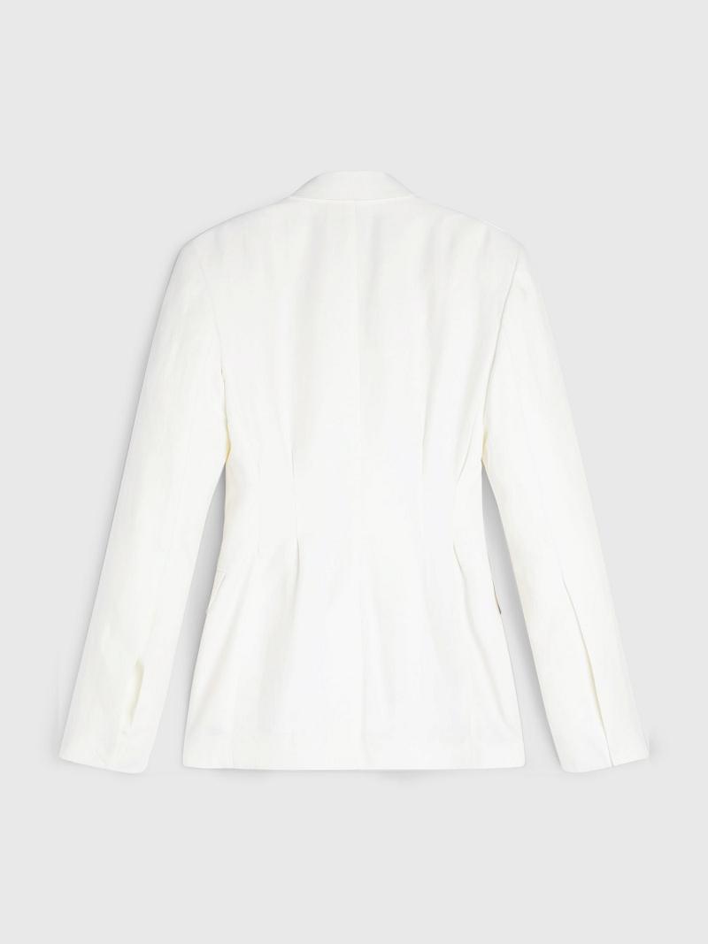 White Tommy Hilfiger Double Breasted Tailored Blazers | NZ_W21003