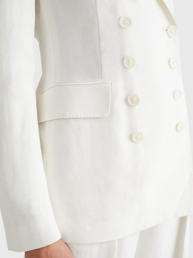 White Tommy Hilfiger Double Breasted Tailored Blazers | NZ_W21003