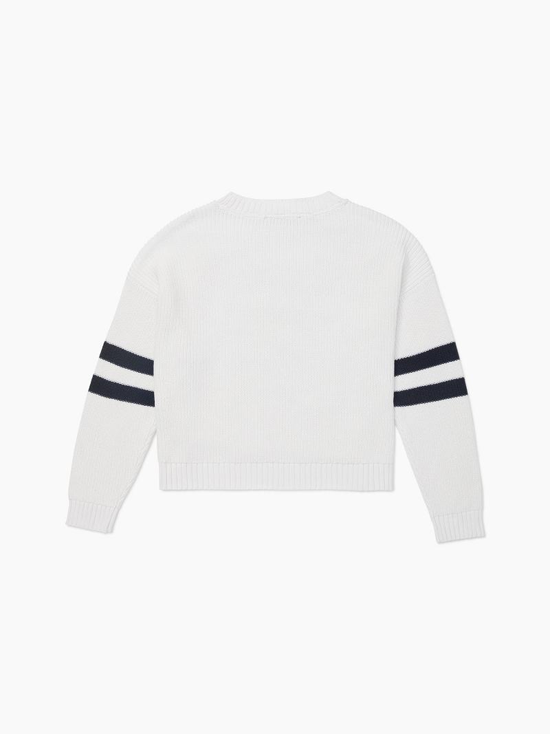 White Tommy Hilfiger Essential Cropped H Sweaters | NZ_W21346