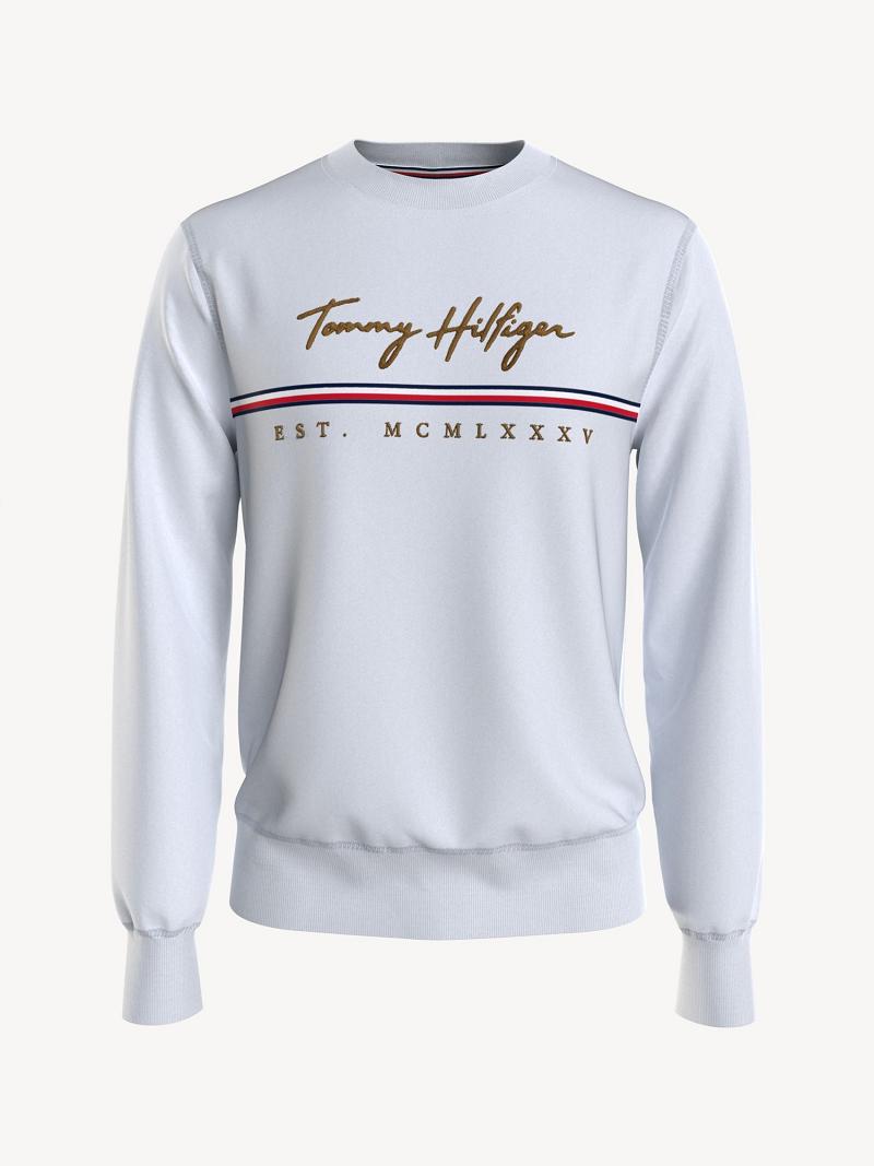 White Tommy Hilfiger Essential Logo Sweatshirts | NZ_M31119