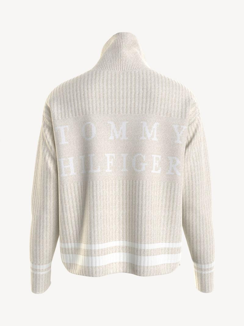 White Tommy Hilfiger Essential Side-Zip Turtleneck Sweaters | NZ_W21349