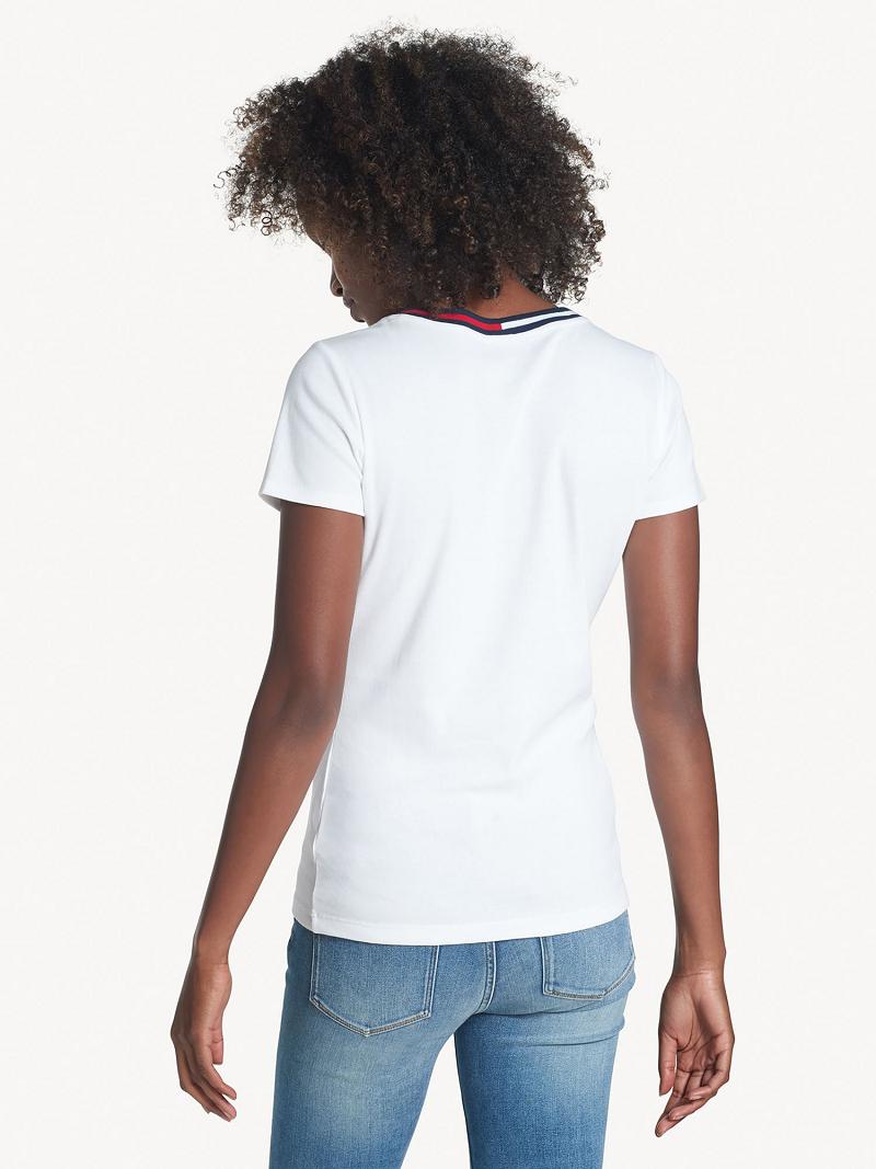 White Tommy Hilfiger Essential V-Neck T Shirts | NZ_W21452