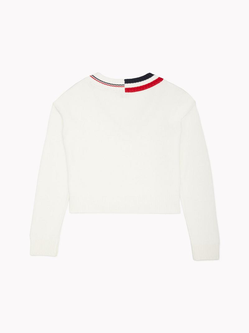 White Tommy Hilfiger Essential Varsity Sweaters | NZ_W21353