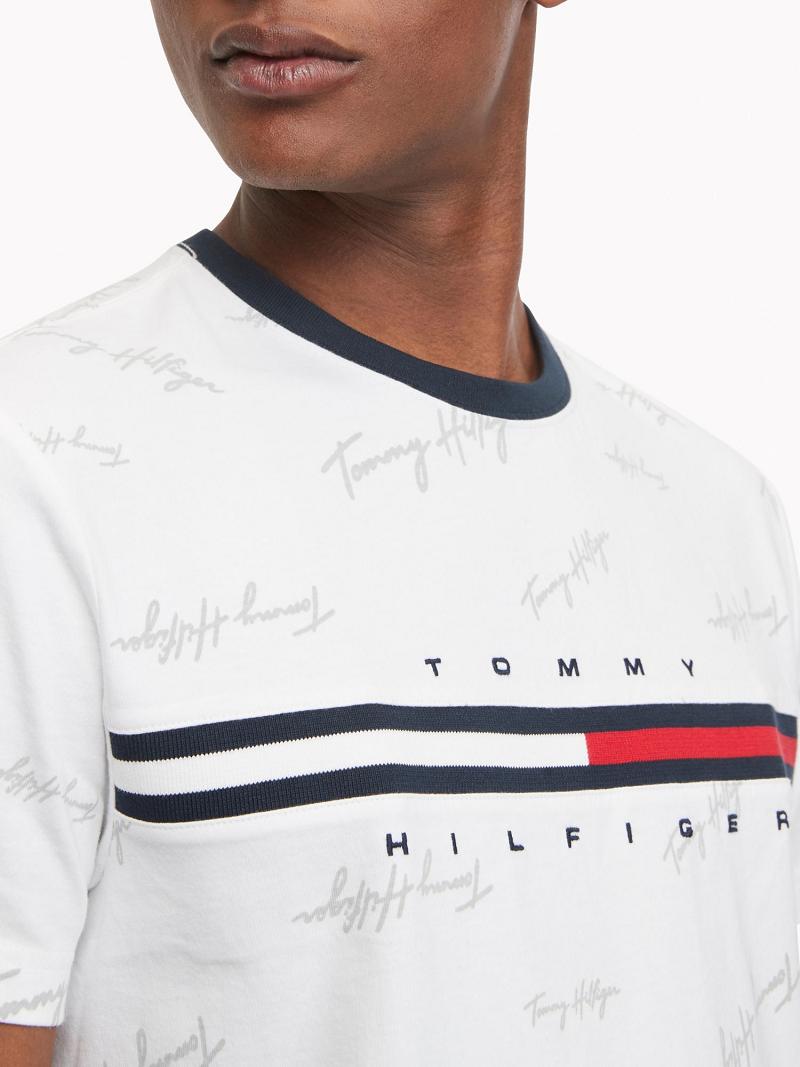 White Tommy Hilfiger Essential script logo T Shirts | NZ_M31032