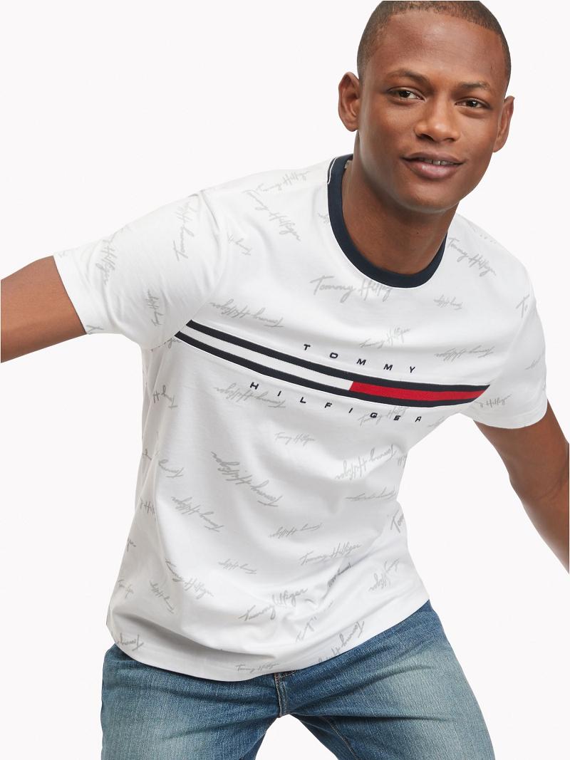 White Tommy Hilfiger Essential script logo T Shirts | NZ_M31032