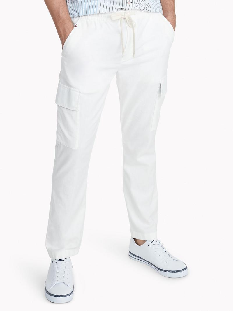 White Tommy Hilfiger Essential solid cargo Pants | NZ_M31320