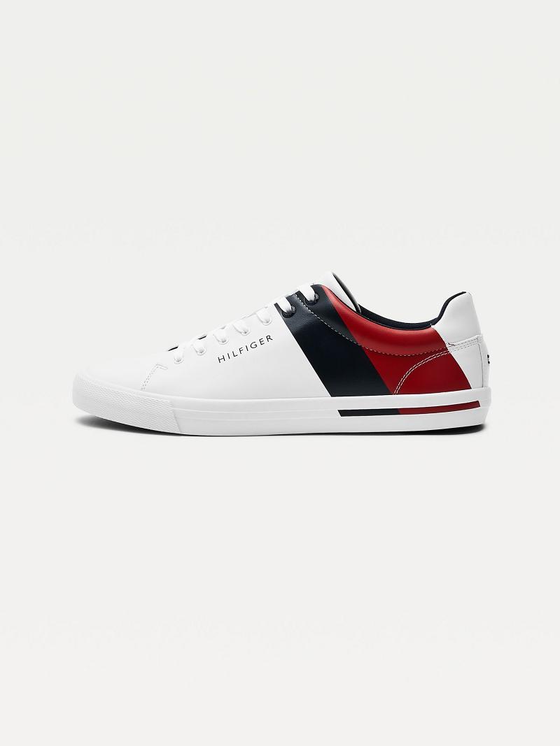 White Tommy Hilfiger Flag Casual Shoes | NZ_M31660