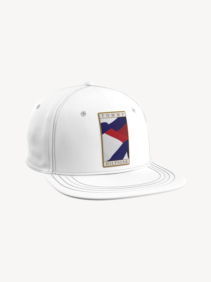 White Tommy Hilfiger Flag Flat Brim Hats | NZ_M31727