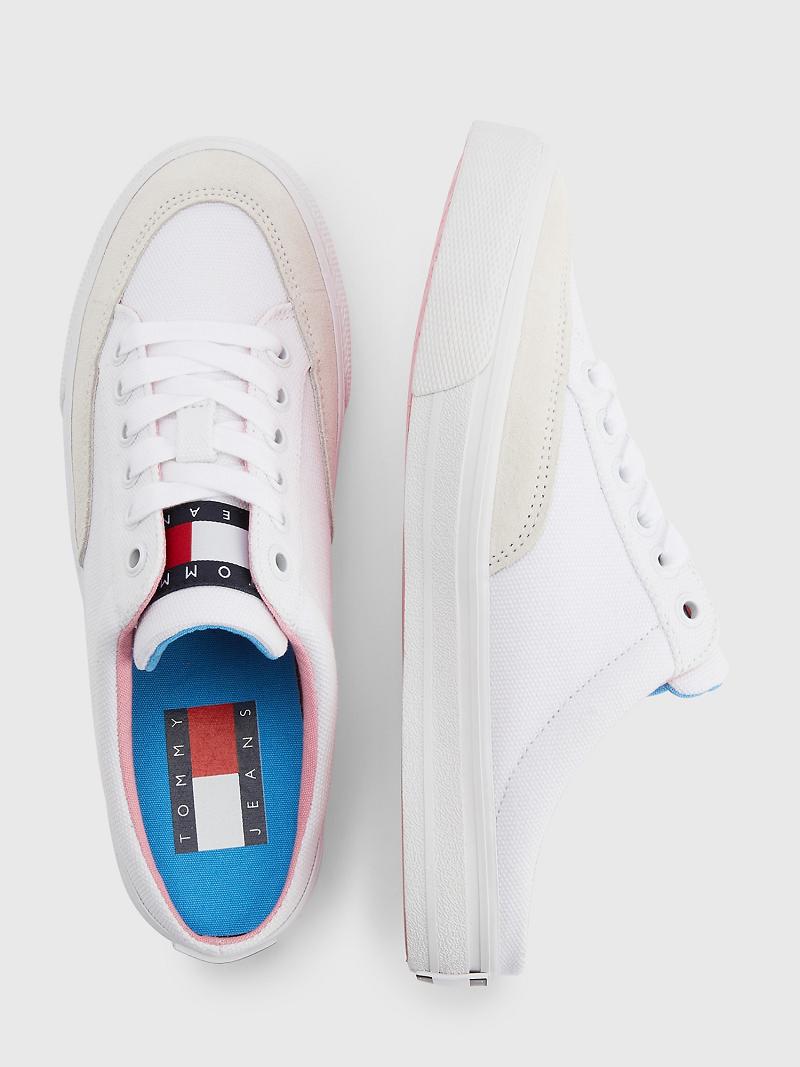 White Tommy Hilfiger Flag Mule Casual Shoes | NZ_W21587