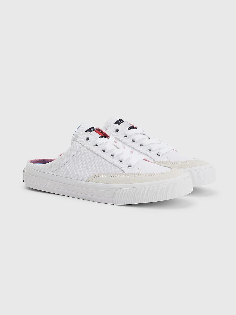 White Tommy Hilfiger Flag Mule Casual Shoes | NZ_W21587