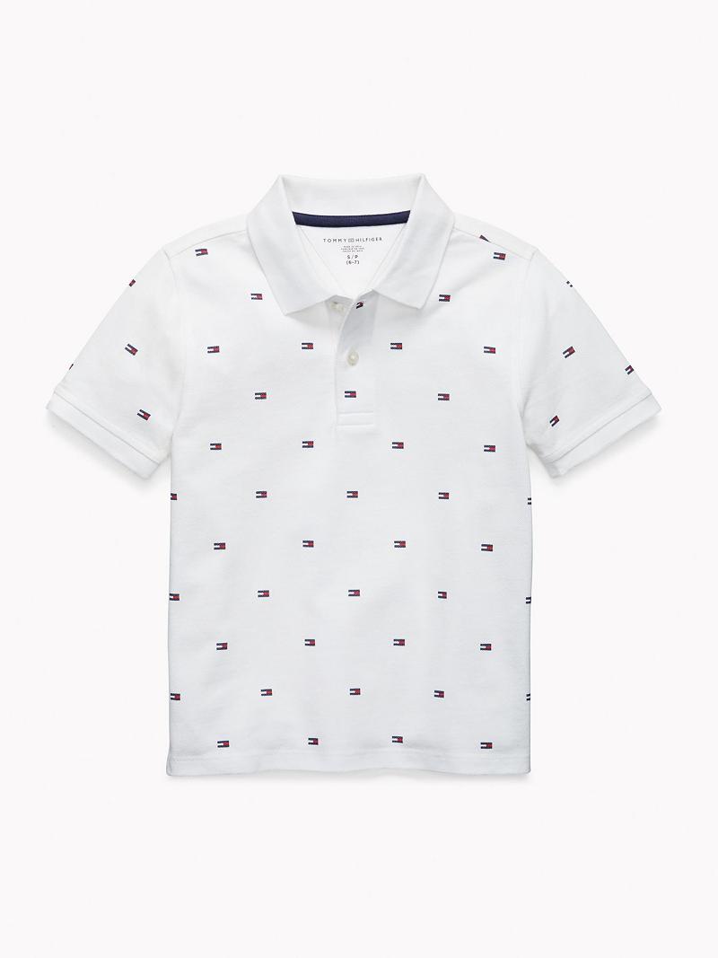 White Tommy Hilfiger Flag Polos | NZ_B2064