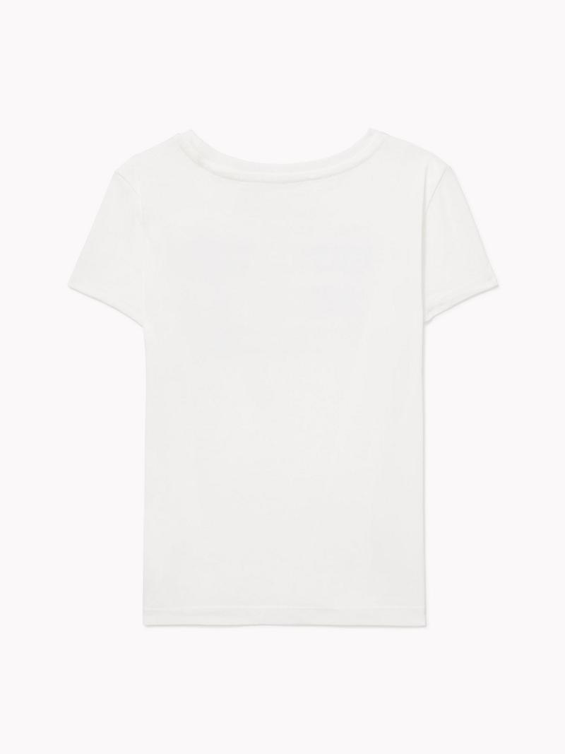 White Tommy Hilfiger Flag T Shirts | NZ_G1245