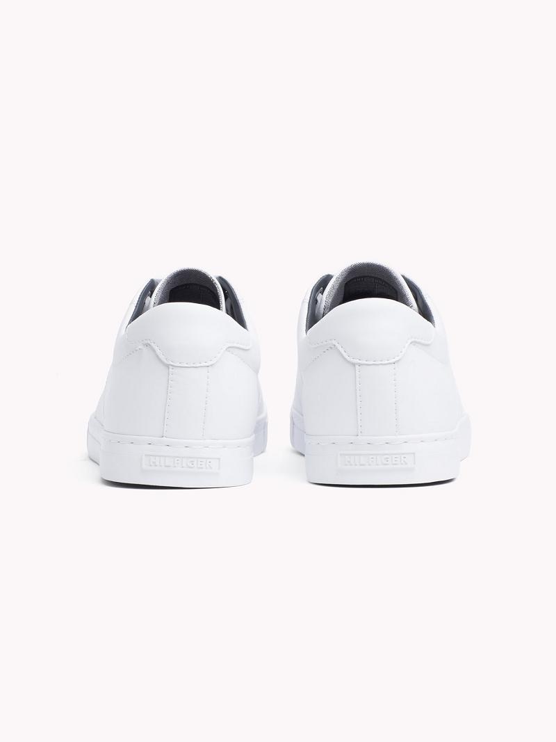 White Tommy Hilfiger Flag leather Casual Shoes | NZ_M31661