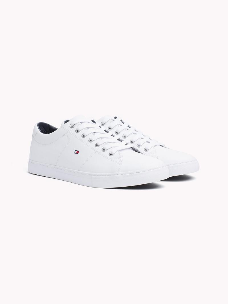 White Tommy Hilfiger Flag leather Casual Shoes | NZ_M31661