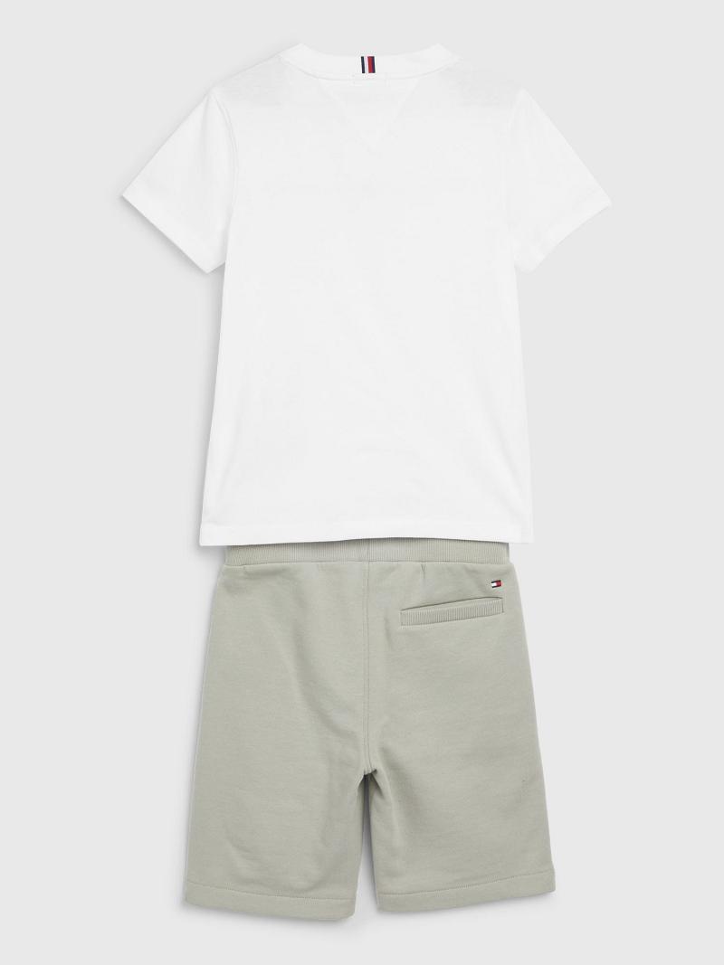 White Tommy Hilfiger Fleece T-Shirt and Set Shorts | NZ_B2097