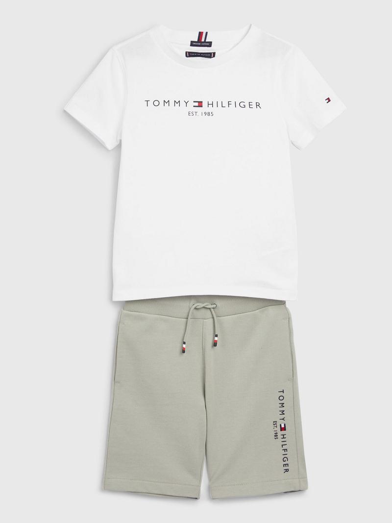 White Tommy Hilfiger Fleece T-Shirt and Set Shorts | NZ_B2097