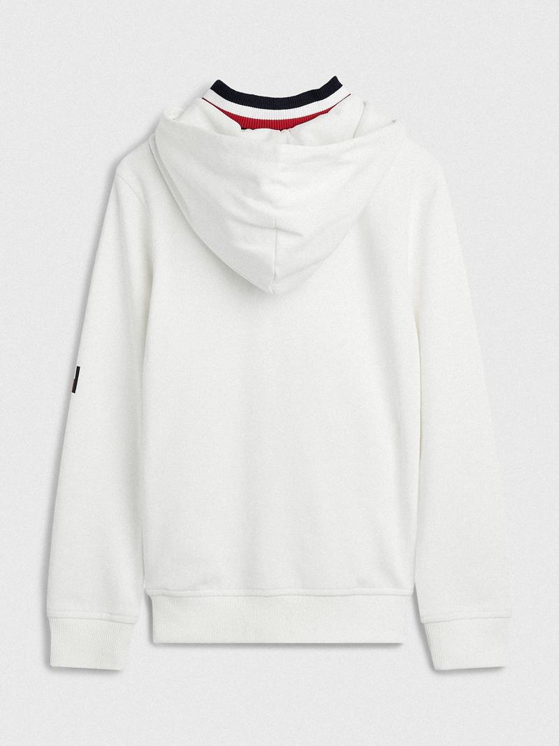 White Tommy Hilfiger Half-Zip Hoodies | NZ_B2021