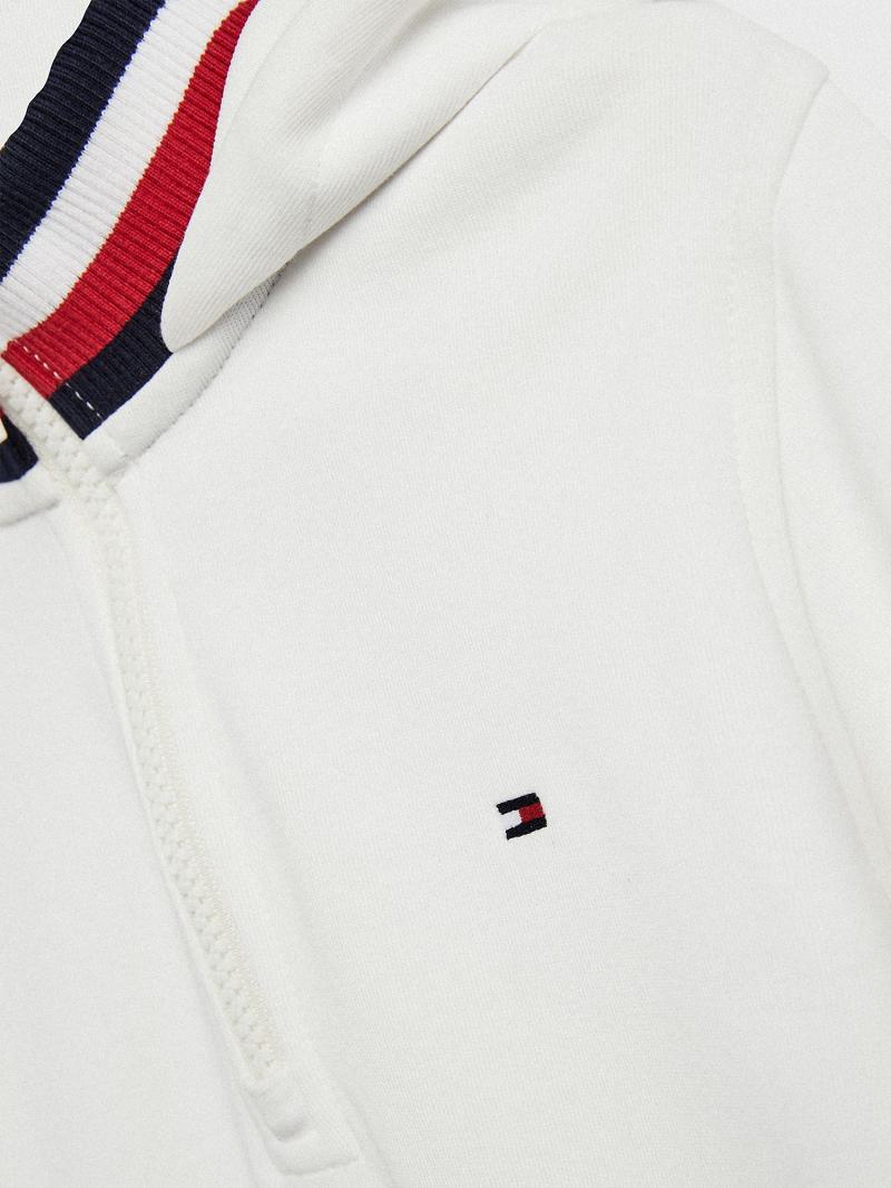 White Tommy Hilfiger Half-Zip Hoodies | NZ_B2021