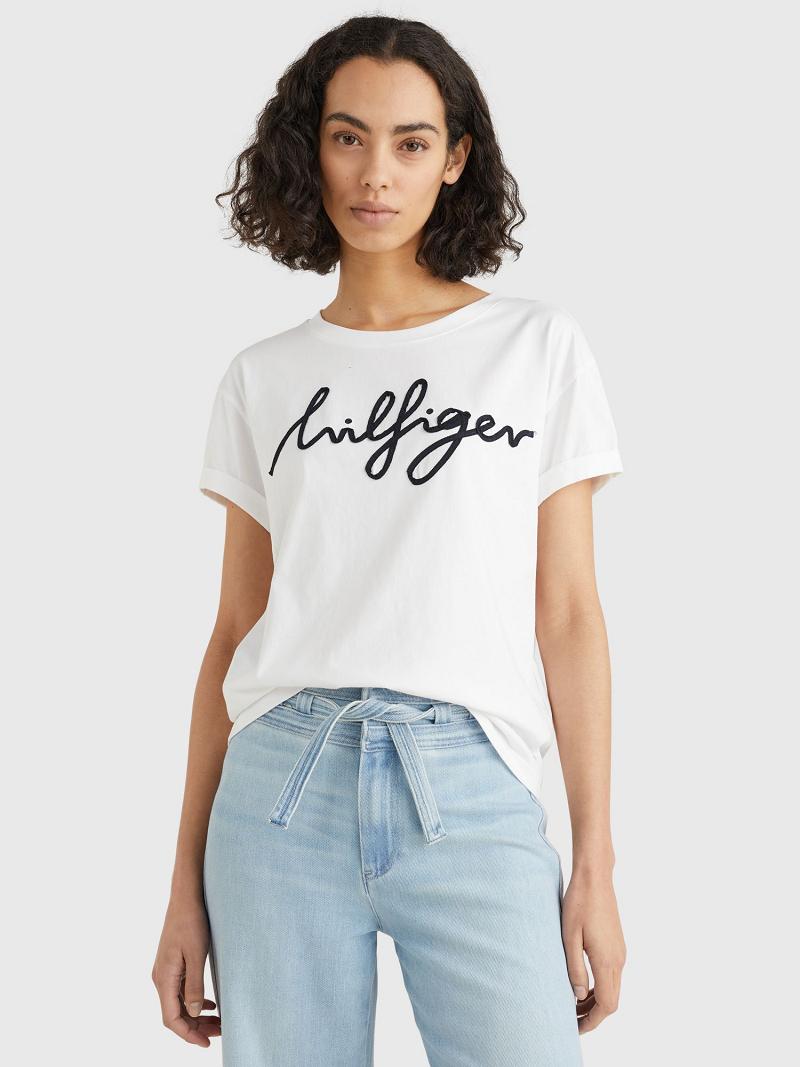 White Tommy Hilfiger Hilfiger T Shirts | NZ_W21455