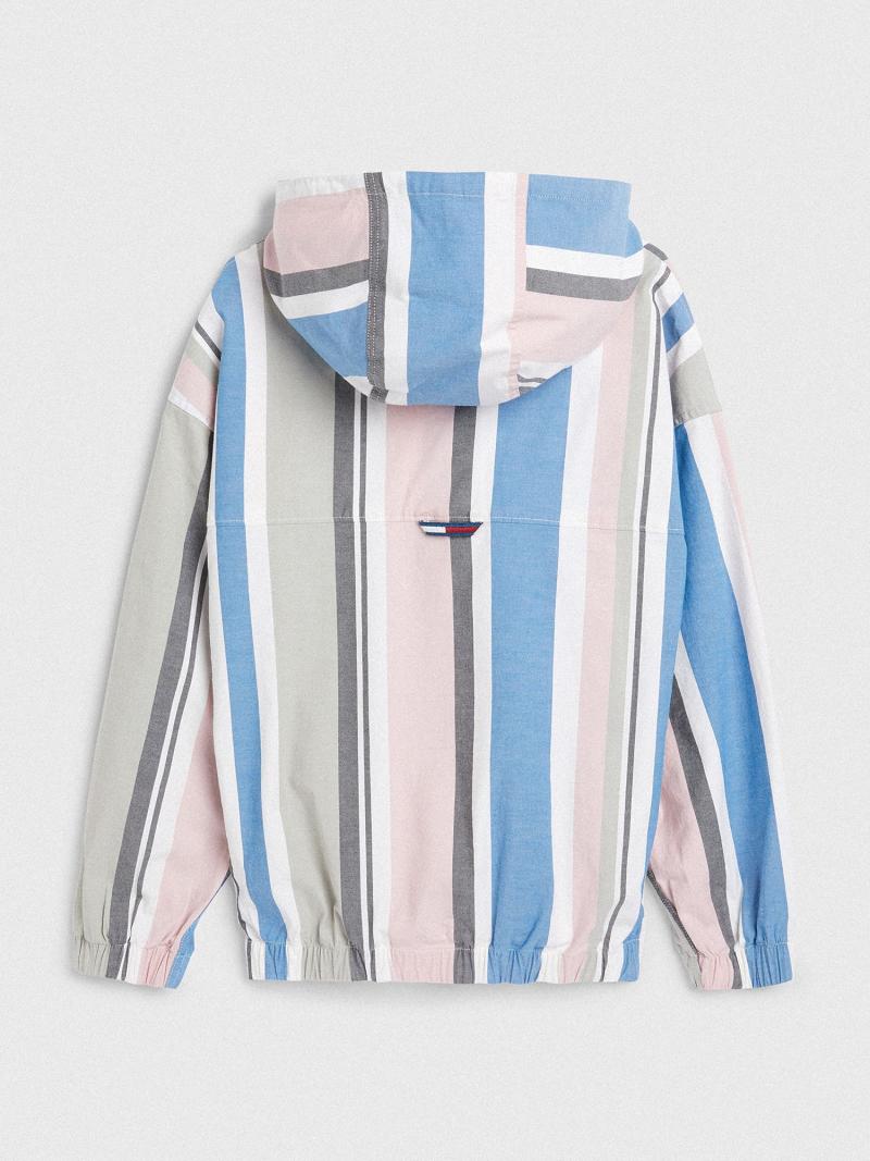 White Tommy Hilfiger Hooded Popover Shirt Sweatshirts | NZ_B2131