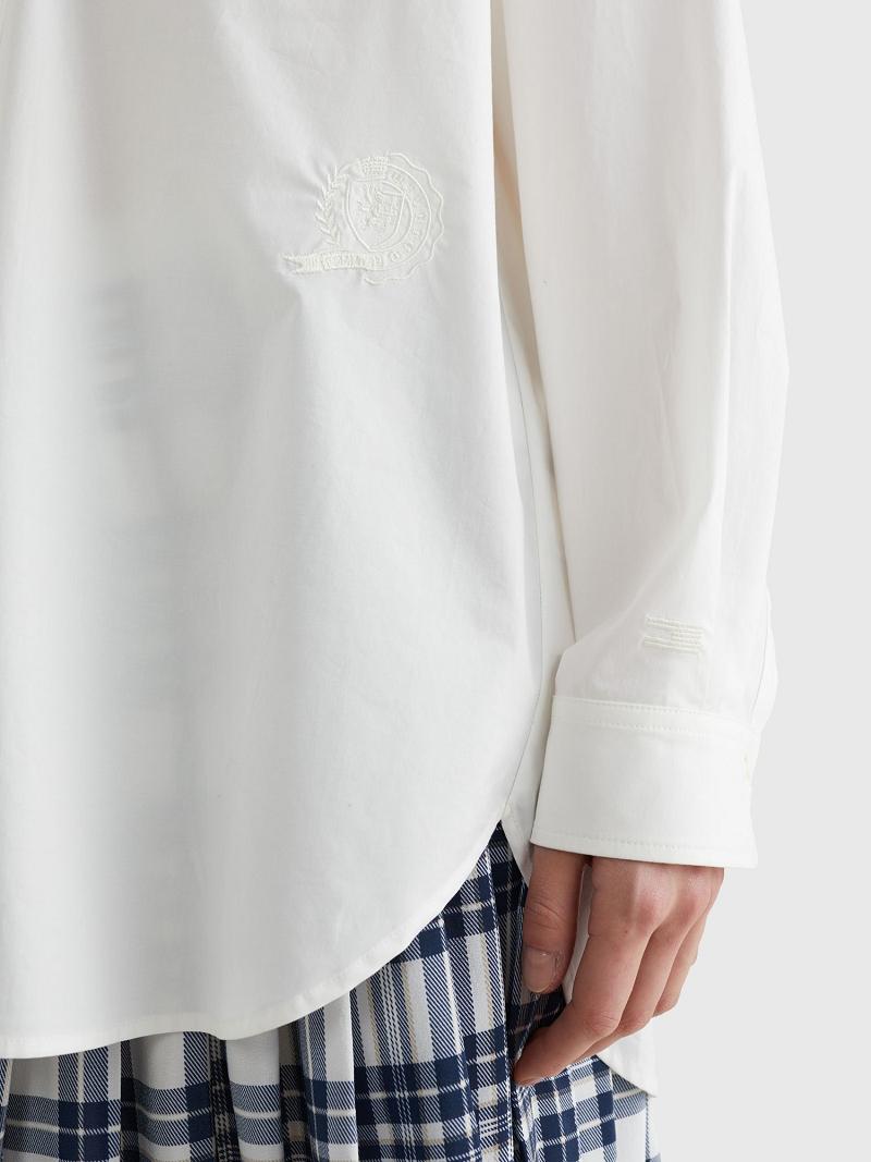 White Tommy Hilfiger Icon Boyfriend Shirts | NZ_W21283