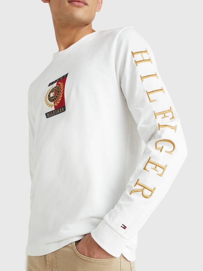 White Tommy Hilfiger Icon long-sleeve T Shirts | NZ_M31045