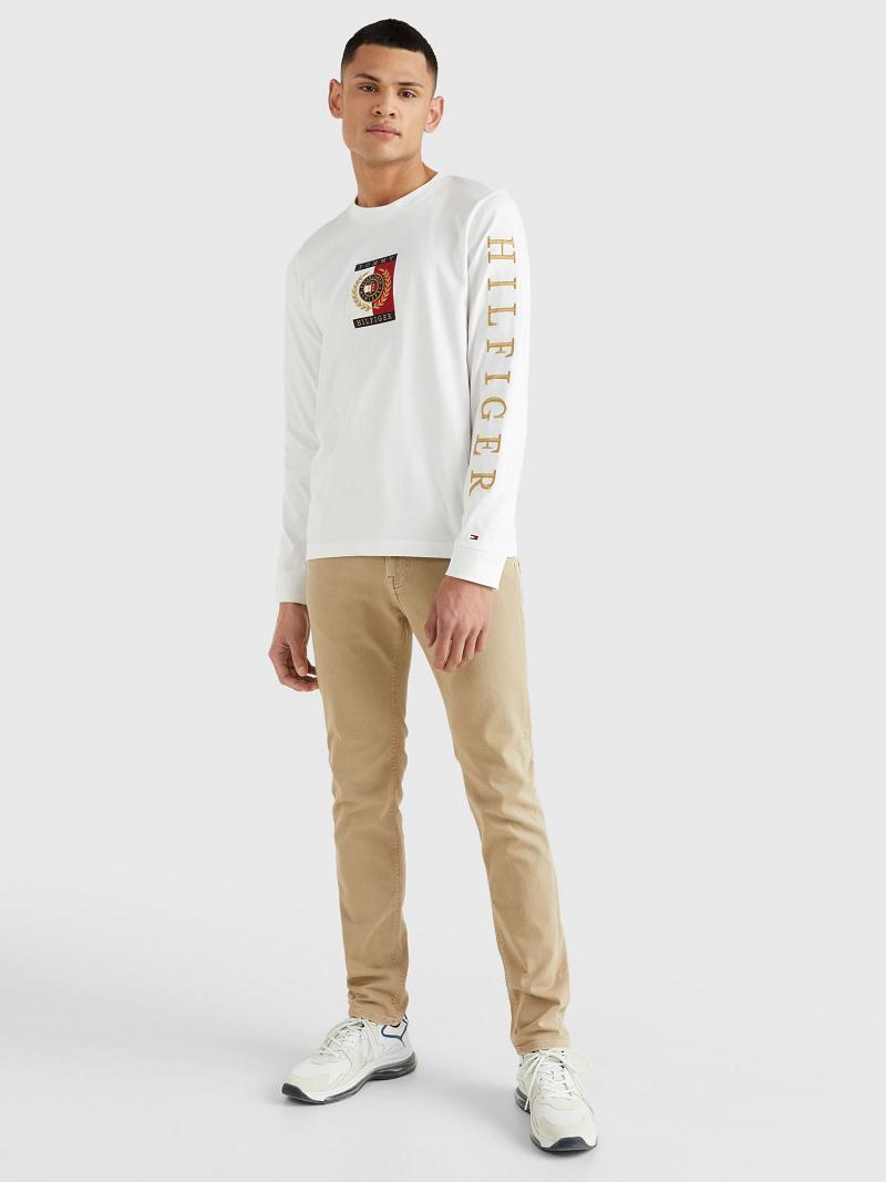 White Tommy Hilfiger Icon long-sleeve T Shirts | NZ_M31045