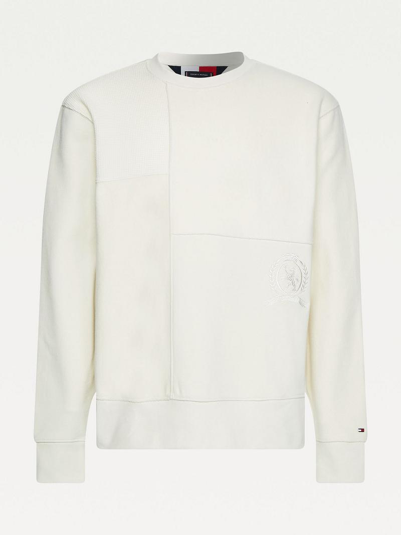 White Tommy Hilfiger Icon organic cotton panel Sweatshirts | NZ_M31125