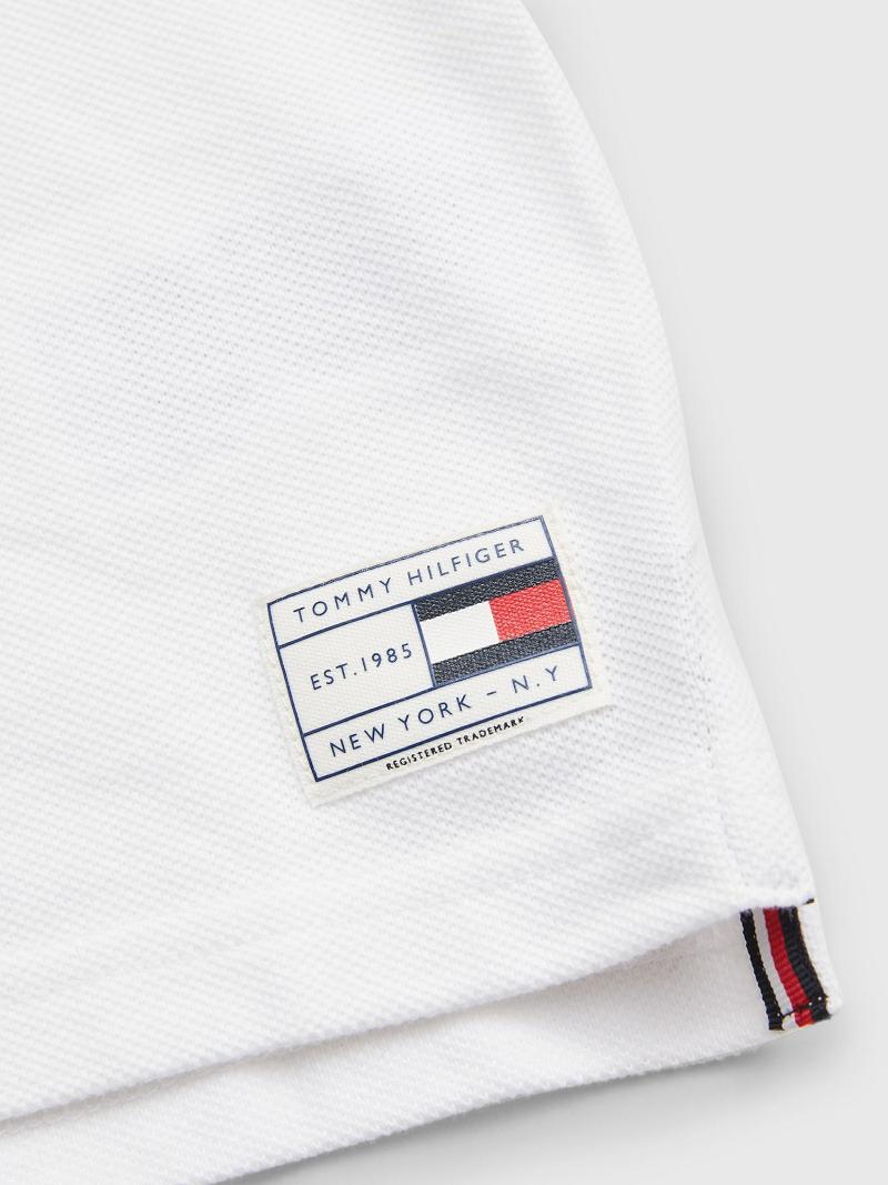 White Tommy Hilfiger Jacquard Polo Shirts | NZ_B2080