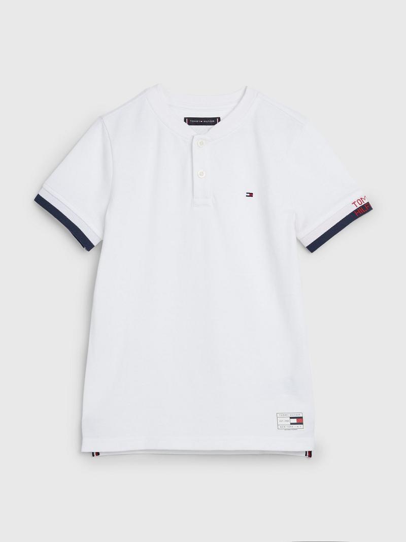 White Tommy Hilfiger Jacquard Polos | NZ_B2065