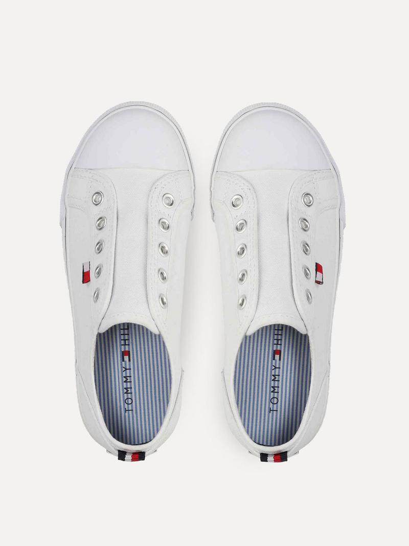 White Tommy Hilfiger Laceless Sneakers | NZ_B2240