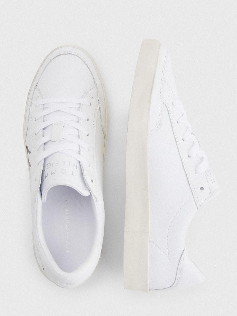 White Tommy Hilfiger Leather Signature Sneakers | NZ_W21633