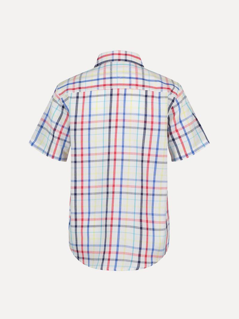 White Tommy Hilfiger Little Plaid Short-Sleeve Shirts | NZ_B2084