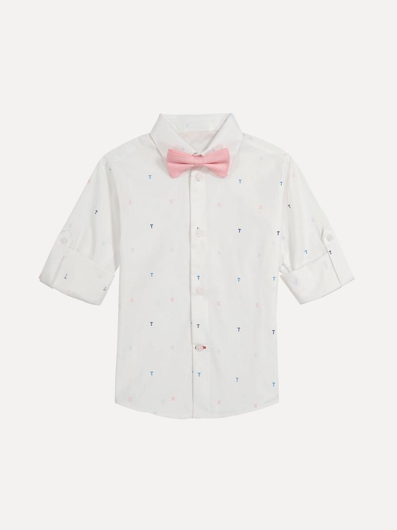 White Tommy Hilfiger Little TH, Pant and Bow Tie Set Shirts | NZ_B2086