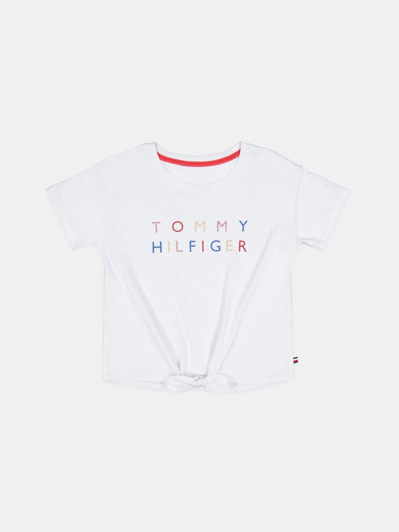 White Tommy Hilfiger Little Tommy Bow T Shirts | NZ_G1251