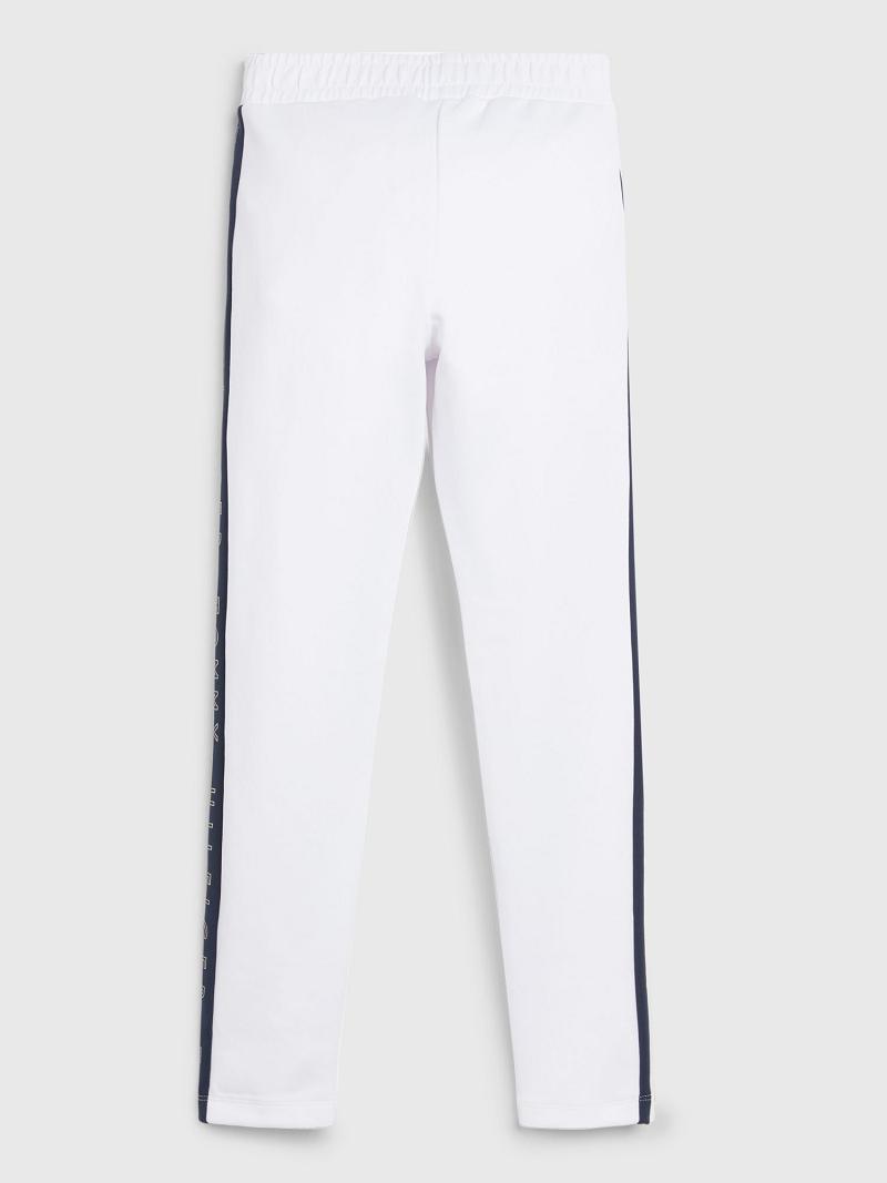 White Tommy Hilfiger Logo Tape Track Pant Trousers | NZ_G1286