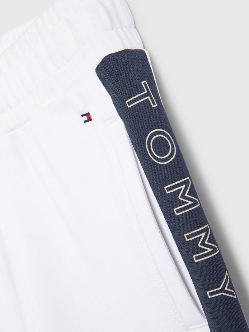 White Tommy Hilfiger Logo Tape Track Pant Trousers | NZ_G1286